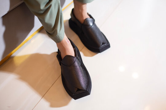 Stylish Peshawari  sandel on White background. 