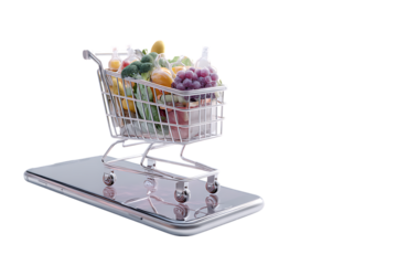 Grocery shopping cart on a smartphone screen.