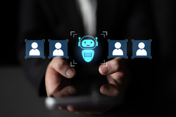 AI is selected to replace human employees, illustrating automation and workforce transformation...