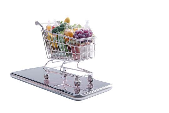 Grocery shopping cart on a smartphone screen.