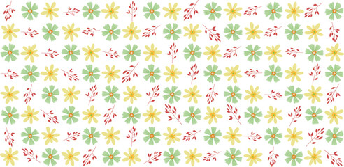 Seamless floral pattern with a subtle textile-inspired texture, combining soft botanical elements with a natural woven feel. Features hand-drawn flowers and organic leaves arranged