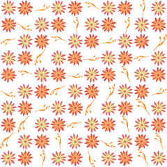 Seamless floral pattern with a subtle textile-inspired texture, combining soft botanical elements with a natural woven feel. Features hand-drawn flowers and organic leaves arranged