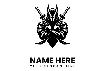 A stoic warrior figure, armed with crossed swords, ready for combat.