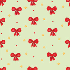seamless pattern with red bows and beads