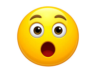 Fototapeta premium Surprised Face Emoji with Wide Eyes – Transparent Background PNG Illustration