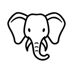 Fototapeta premium Minimalist black outline vector icon of an elephant head, symbolizing strength, wisdom, and wildlife. Clean, simple design on a transparent background