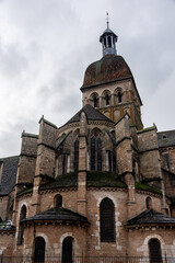 Exterior view of apse and tower of the Notre-Dame de Beaune, France