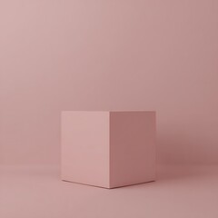 Obraz premium Simple pink cube on pink background