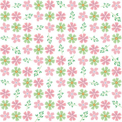 Seamless floral pattern with a subtle textile-inspired texture, combining soft botanical elements with a natural woven feel. Features hand-drawn flowers and organic leaves arranged