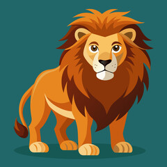 Cartoon happy lion isolated on white and color background	