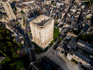 Aerial High-Angle View of Tour César in Beaugency
