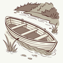 Wooden boat on water surface