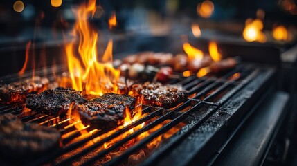 Flame grill smoking during a summer patio chill session

