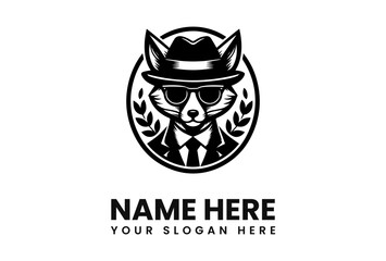 A stylized illustration depicting a fox wearing a hat, sunglasses, and suit.