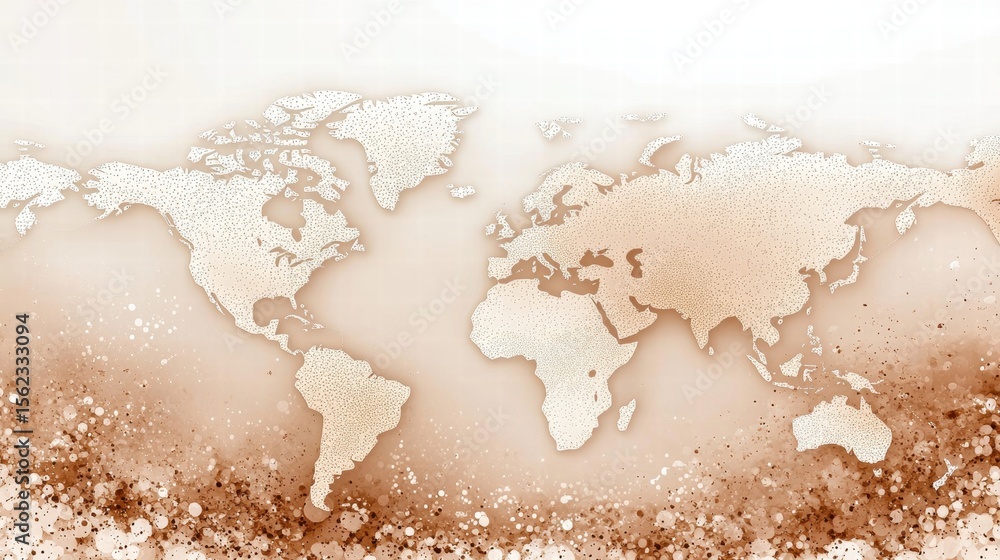 Aufkleber dotted world map a dotted world map with interactive features, allowing users to explore data points