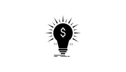 Light bulb with dollar sign. business idea bright bulb technology on transparent background.
