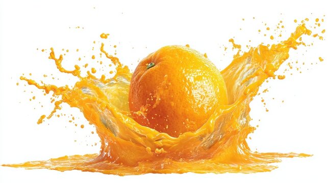 realistic orange splash isolated on white background
