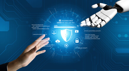 AI artificial intelligence strengthens cybersecurity with intelligent threat detection, virtual...