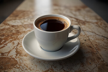 Fototapeta premium cup of black coffee side view on marbel table