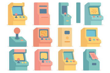 Retro arcade machines vector illustration for gaming design in flat style