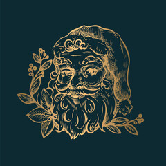 Santa and other Christmas elements in toile style isolated. Vector.