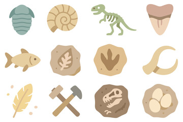Fossil dig flat vector illustration for educational kids poster