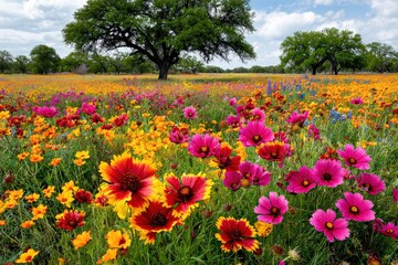 Obraz premium Field of Texas wildflowers blooming in the countryside