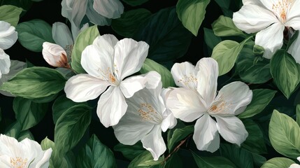 Elegant white flowers with lush green leaves