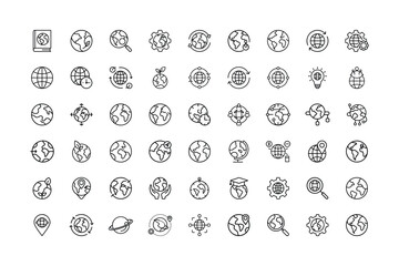 Globe line icon Set earth globe icons style