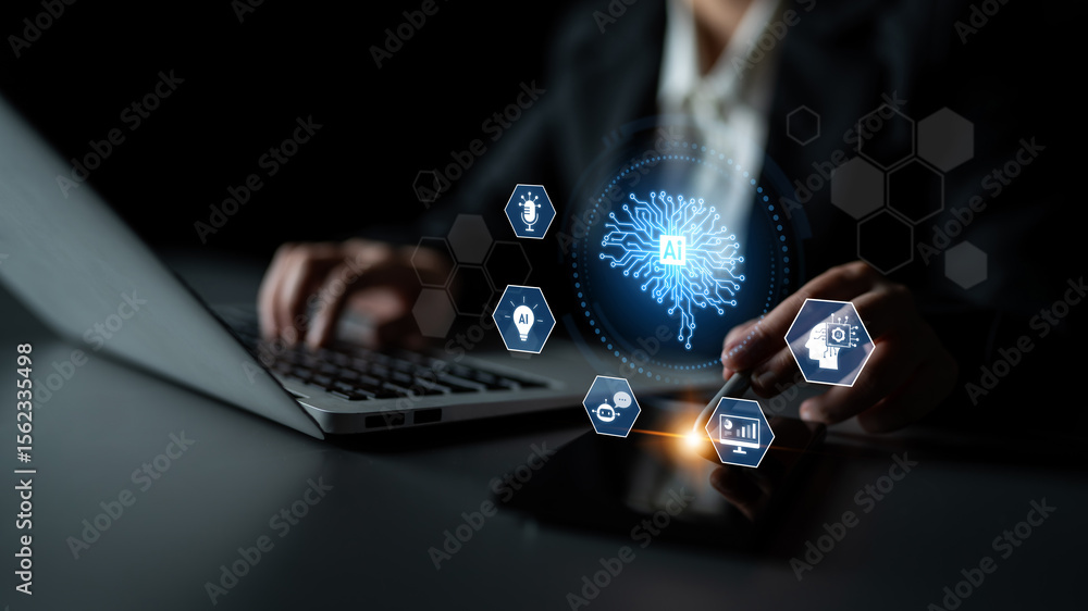 Poster ai integration into systems including speech, chatbot, analytics, automation, and digital intelligen