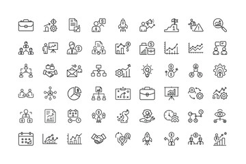 Business line icon bundle vector Set business and
