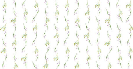 Seamless floral pattern with a subtle textile-inspired texture, combining soft botanical elements with a natural woven feel. Features hand-drawn flowers and organic leaves arranged