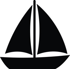A black silhouette of a sailboat