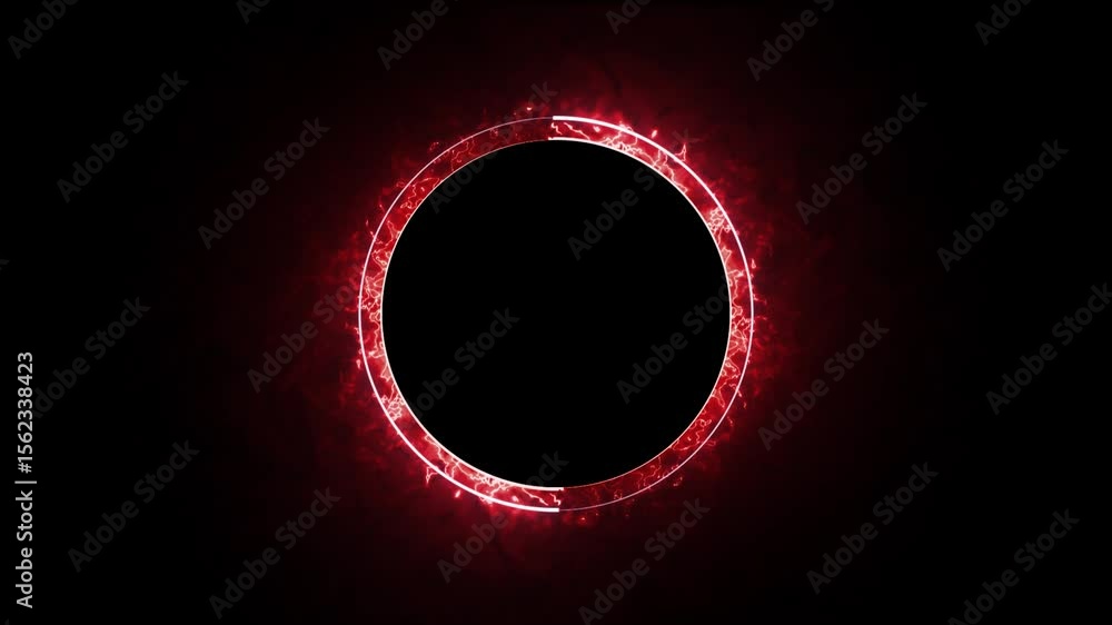 Poster red effect neon glowing circular frame background. repetitive motion animation and flashing. bright 
