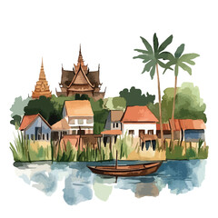 watercolor illustration of Thailand clipart isolated