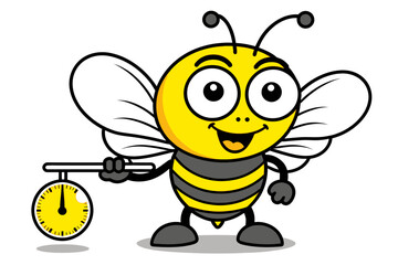Cartoon Bee Holding a Clock - Time Management for Kids - Cute Insect Illustration - Educational Resource - Learn About Telling Time - Bee Themed Learning Materials