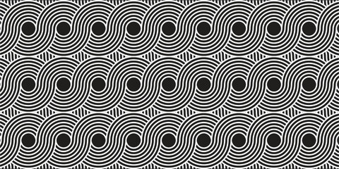 Obraz premium Seamless Patterns with Elegant Abstract Wavy Lines in Black and White for Minimalist Backgrounds, Branding, and Digital Design Projects, Seamless pattern with complex twisted stripe formation.