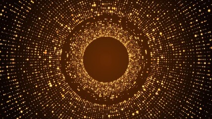 abstract gold circle tunnel frame with golden glitter shiny stars and bokeh lights and particle ,dark luxury holiday christmas and new year social media motion background	 - Powered by Adobe