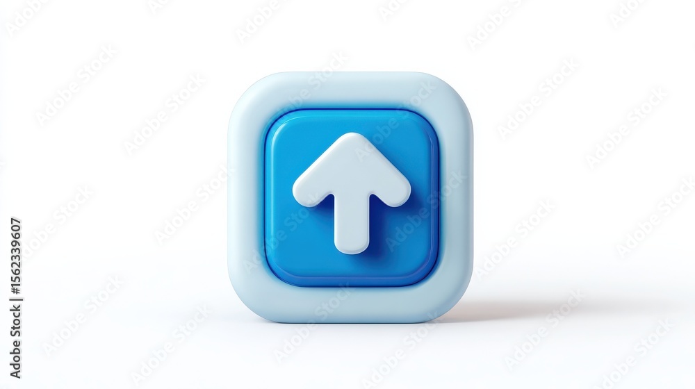 Poster Upload icon, Upload 3d button. Upload symbol on white background - 3d rendering