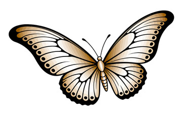 Elegant Gold Butterfly Illustration-Detailed Vector Design-Beautiful Insect Graphic-Perfect for Nature Lovers-Download High Resolution Butterfly Image Now