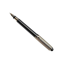 Silver ballpoint and fountain pens isolated on white background