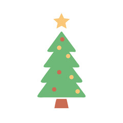 Fototapeta premium Christmas tree vector illustration with balls, a festive holiday decoration and winter celebration symbol