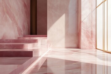 Luxurious pink marble interior with soft lighting