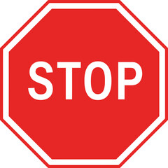 A classic octagonal stop sign with the word stop in white letters