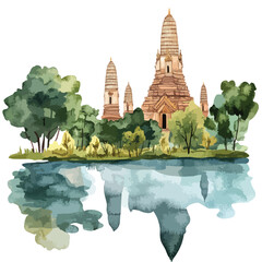 watercolor illustration of Thailand clipart isolated