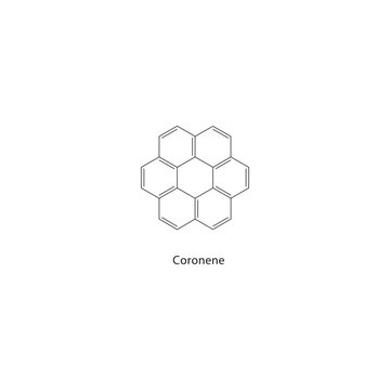 Coronene skeletal structure. Polycyclic aromatic hydrocarbon (PAH) compound schematic illustration. Simple diagram, chemical formula.