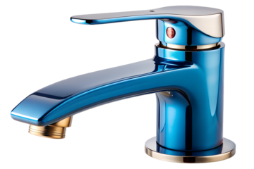 Modern Blue Bathroom Faucet with Sleek Design and Chrome Accents