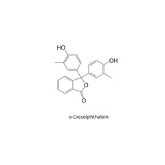 o-Cresolphthalein skeletal structure. Triarylmethane dye compound schematic illustration. Simple diagram, chemical formula.