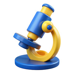 Cartoon microscope 3d render isolated on transparent background