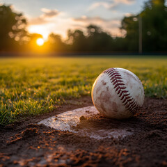 Baseball, Baseball Field at Sunset, Baseball Game Day with gas and filled  